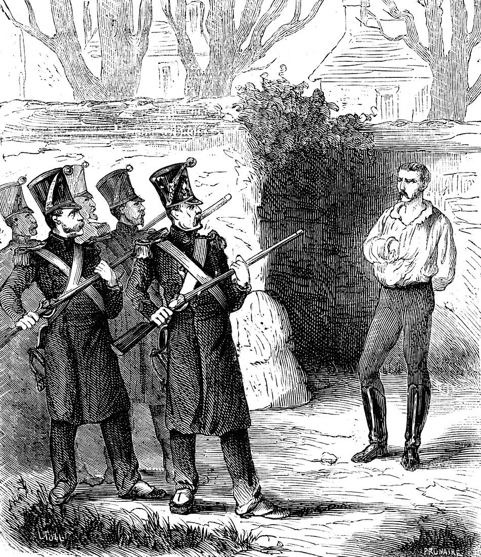 Augustin Caron's execution, Italy, 19th C illustration