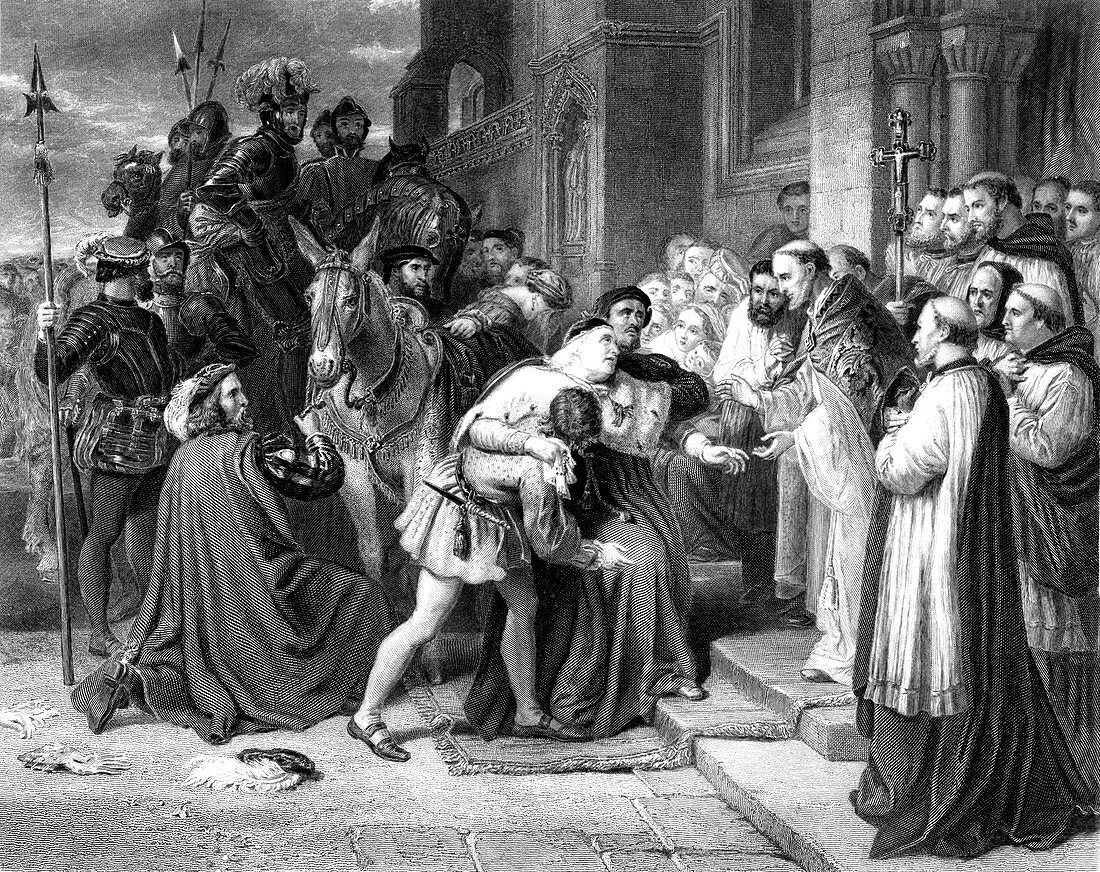 Death of Cardinal Wolsey, 19th Century illustration