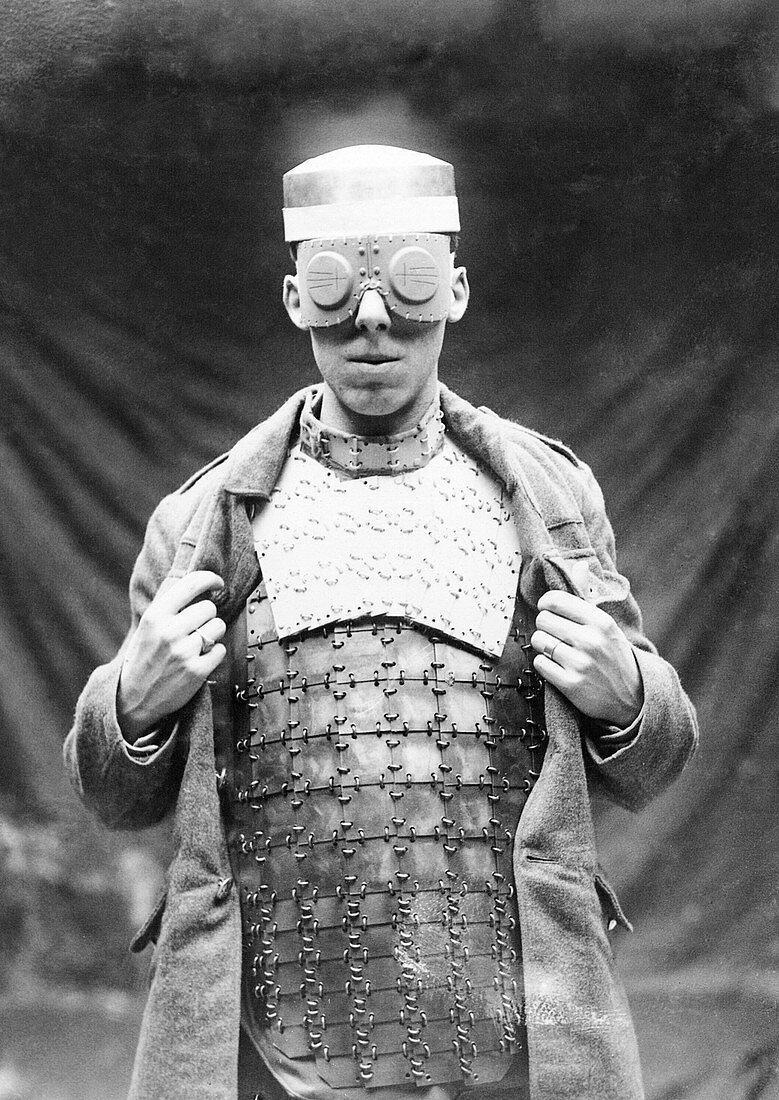 Protective armour and goggles, First World War