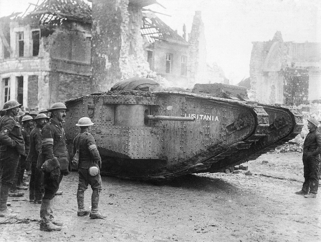 British tank 'Lusitania' at Arras, First World War