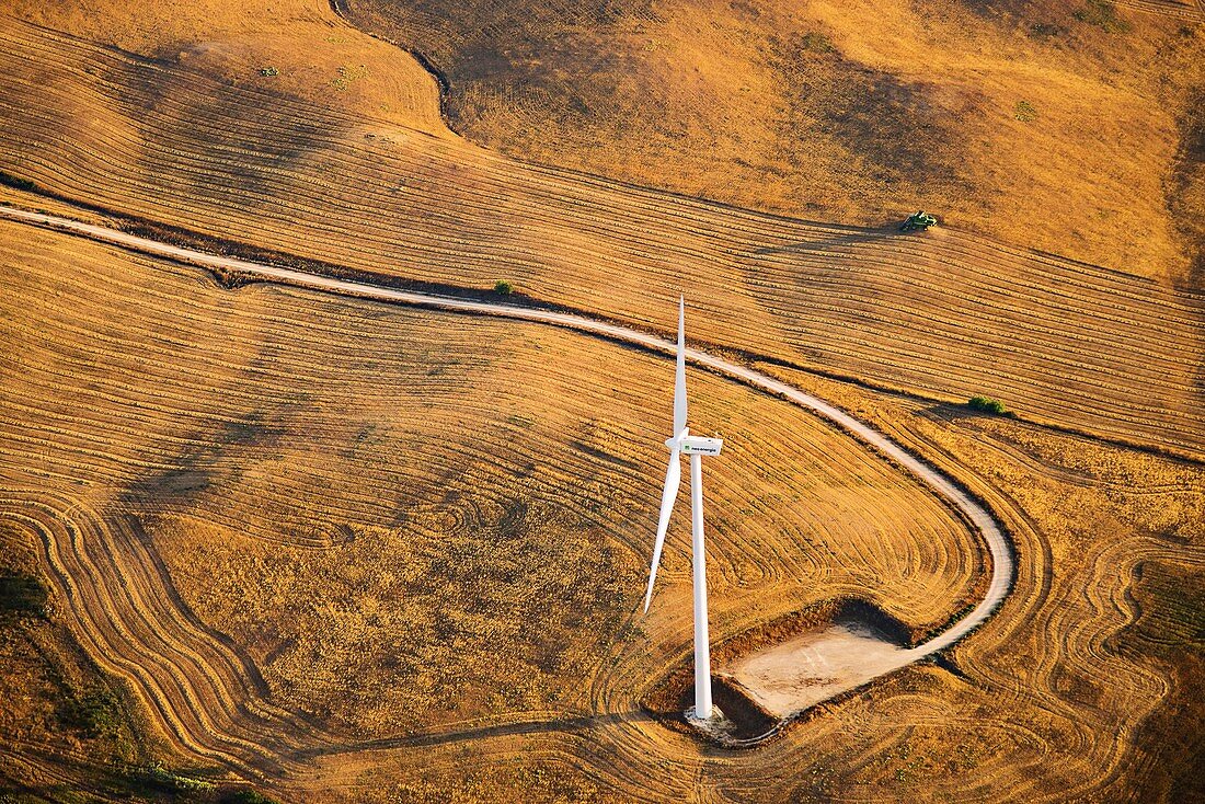 Wind turbine, Spain, aerial photograph