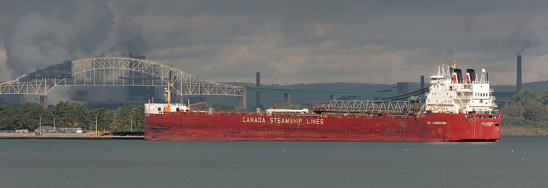 Cargo ship, Soo Locks, Michigan, USA