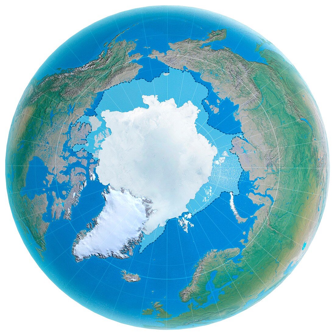 Polar ice cap shrinking, illustration