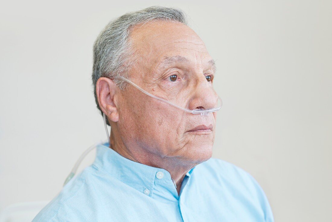 Male patient with nasal cannula