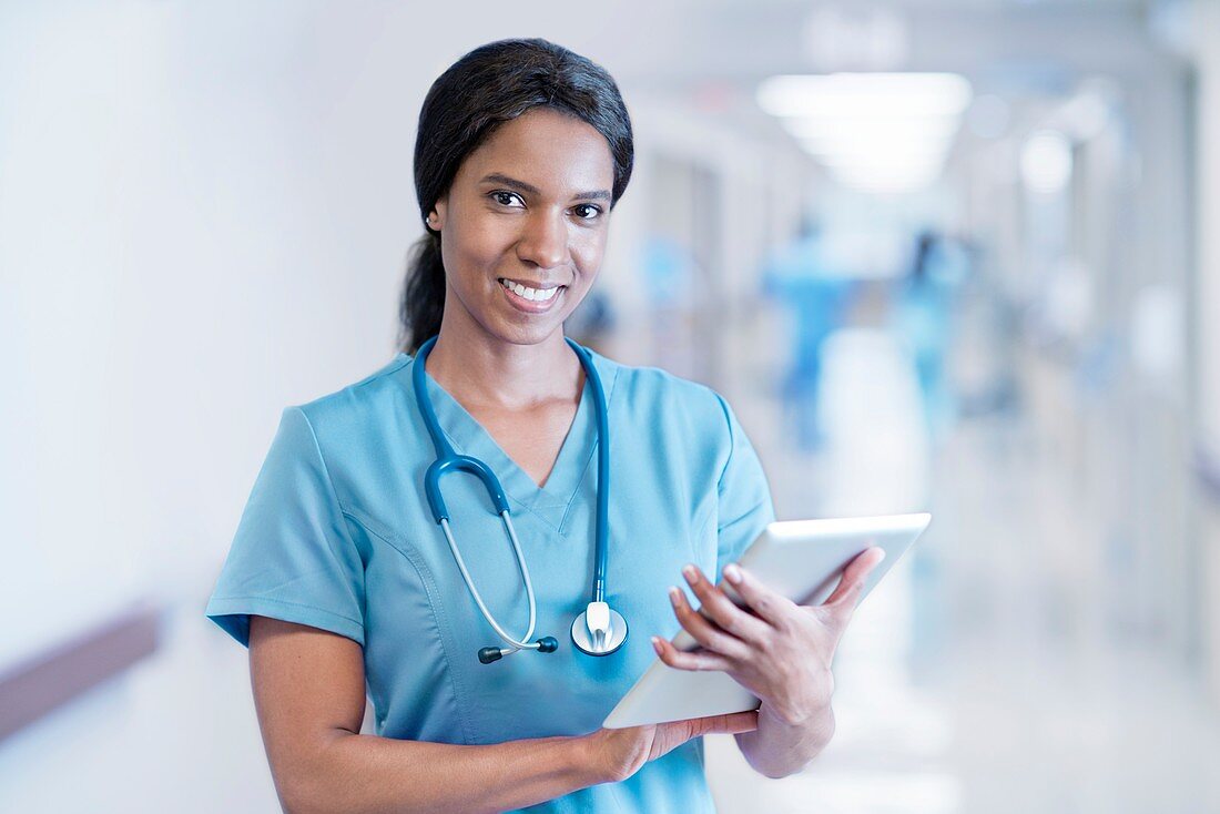 Female doctor with digital tablet