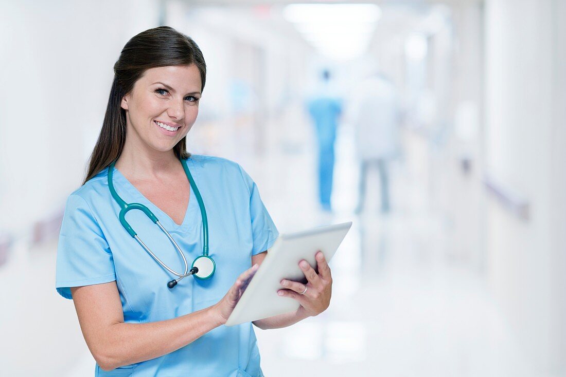 Female doctor with digital tablet