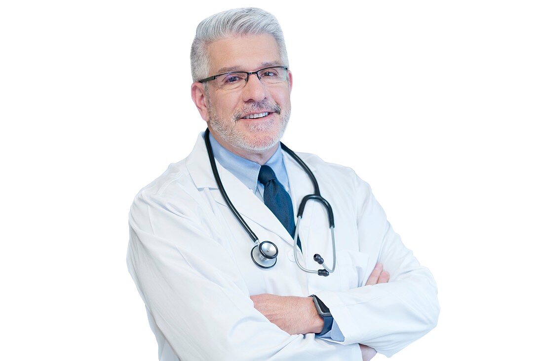 Mature male doctor smiling