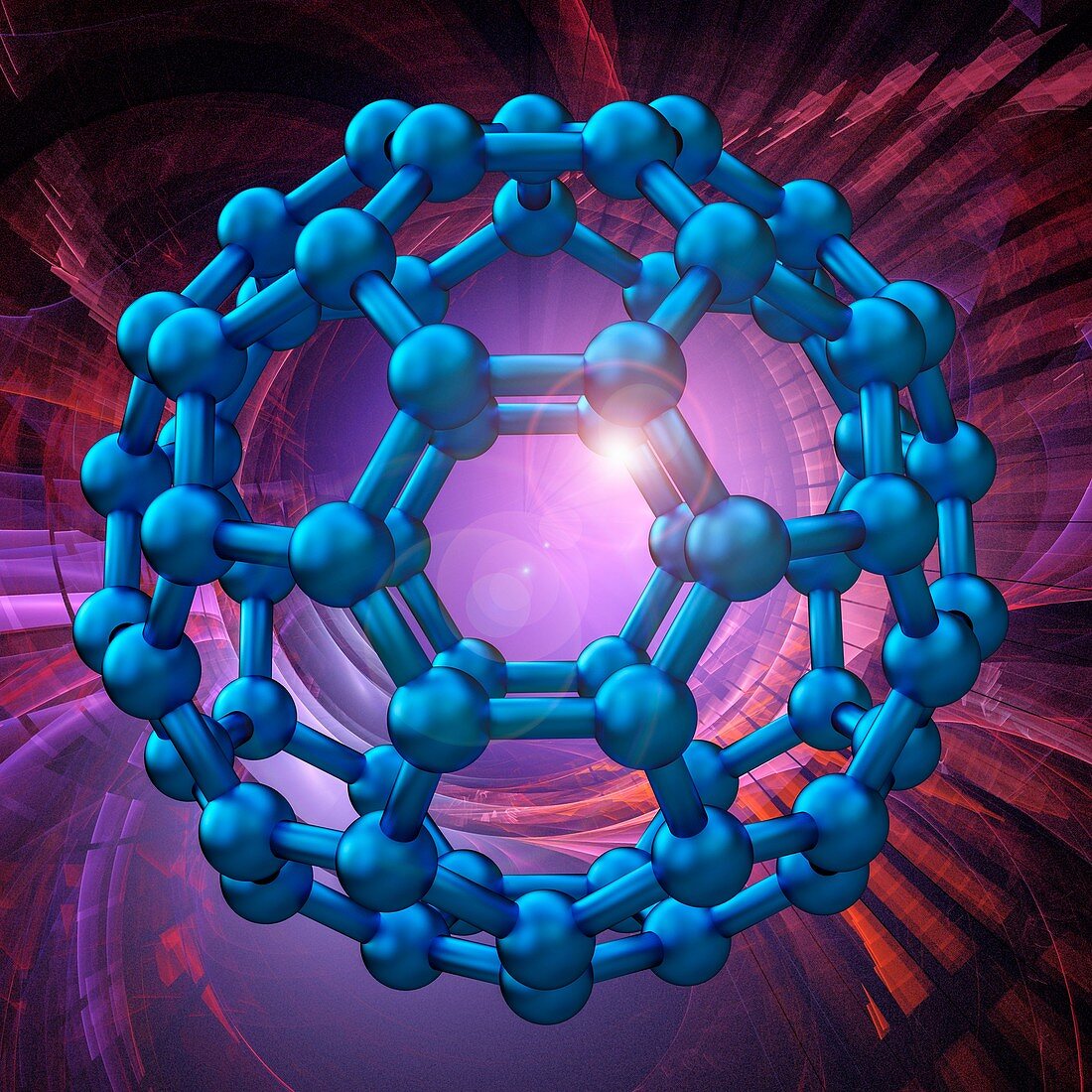 Buckyball molecule C60, illustration