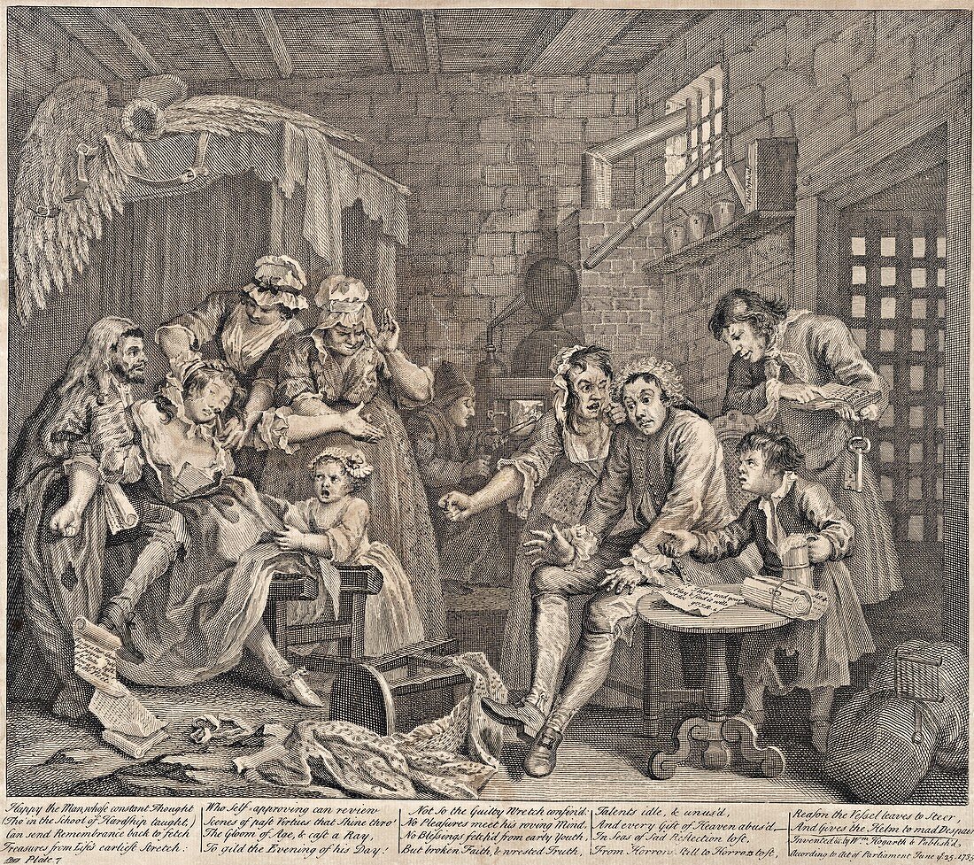 Debtor's prison by Hogarth, 18th century