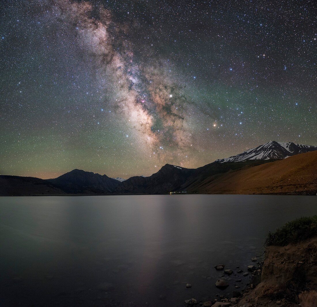 Milky Way over lake, California, USA