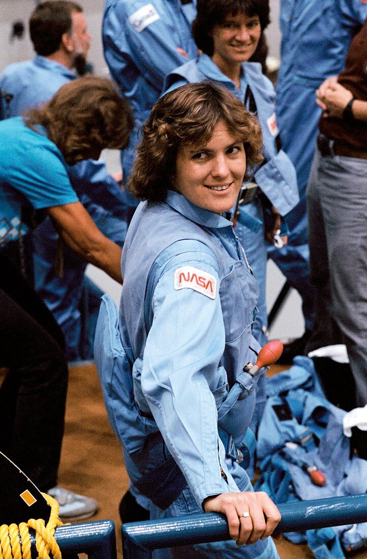 Astronaut Kathryn Sullivan in training, 1984