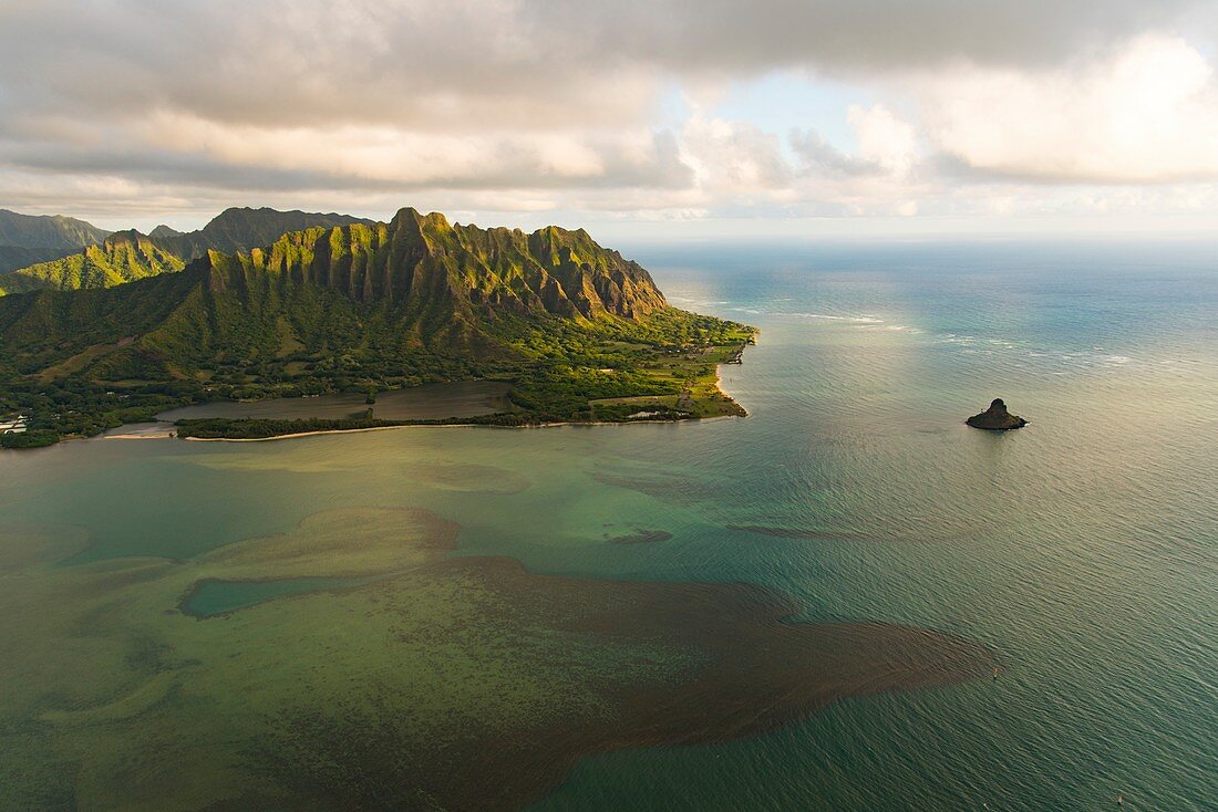 Mokolii Island, Oahu, Hawaii, USA, aerial photograph