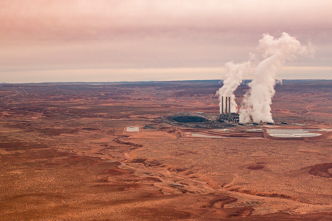 Coal power plant, Page, Arizona, USA, aerial photograph