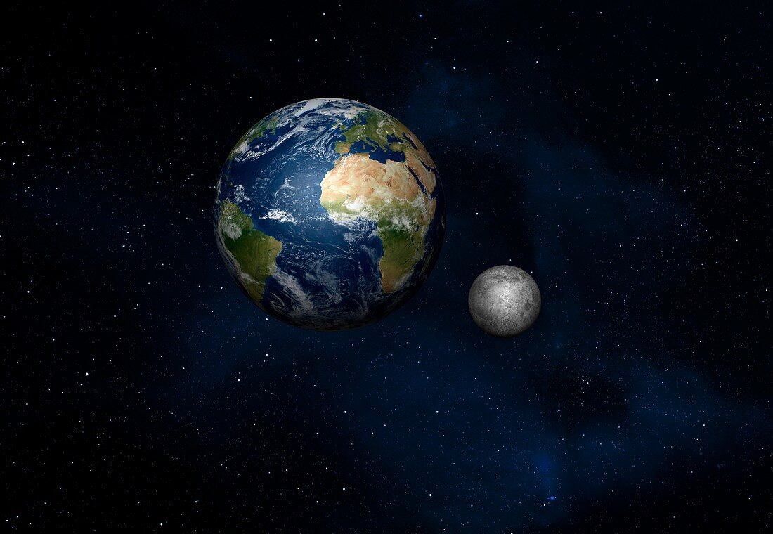 Earth-Moon comparison, illustration