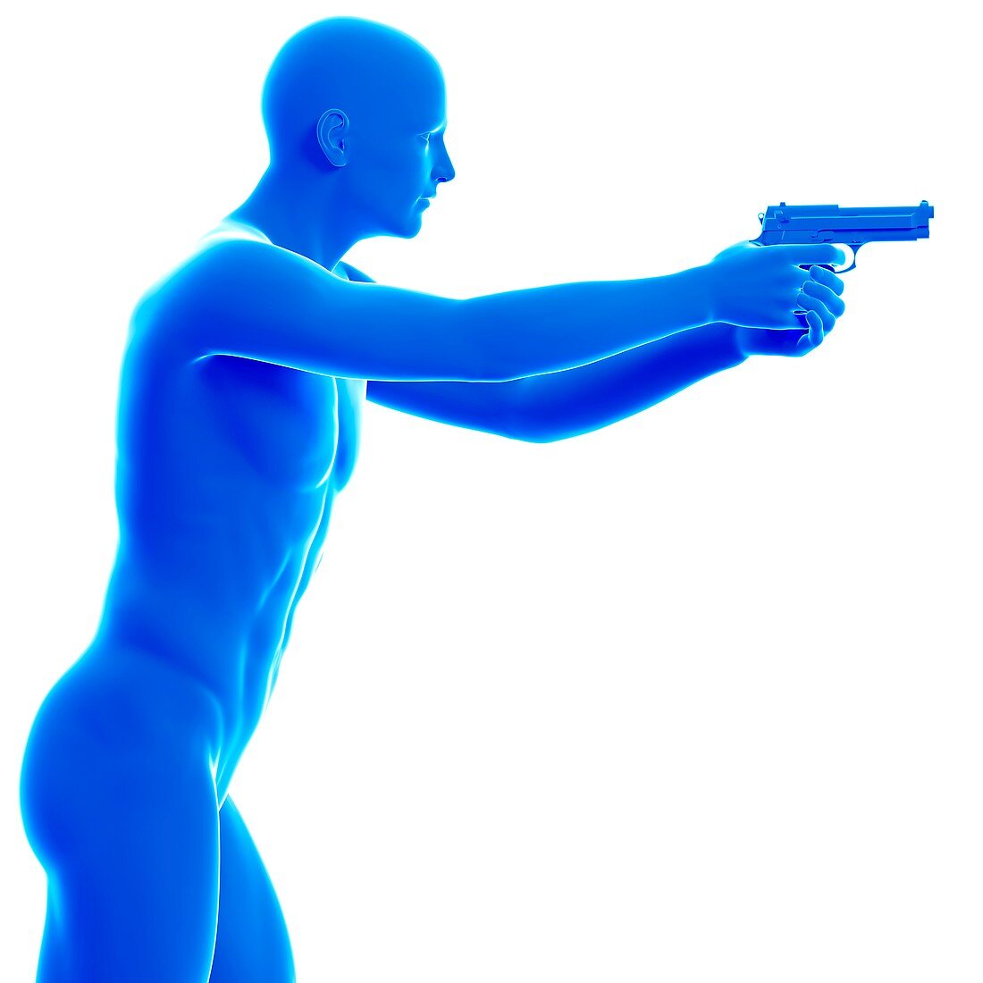 Person holding gun, illustration