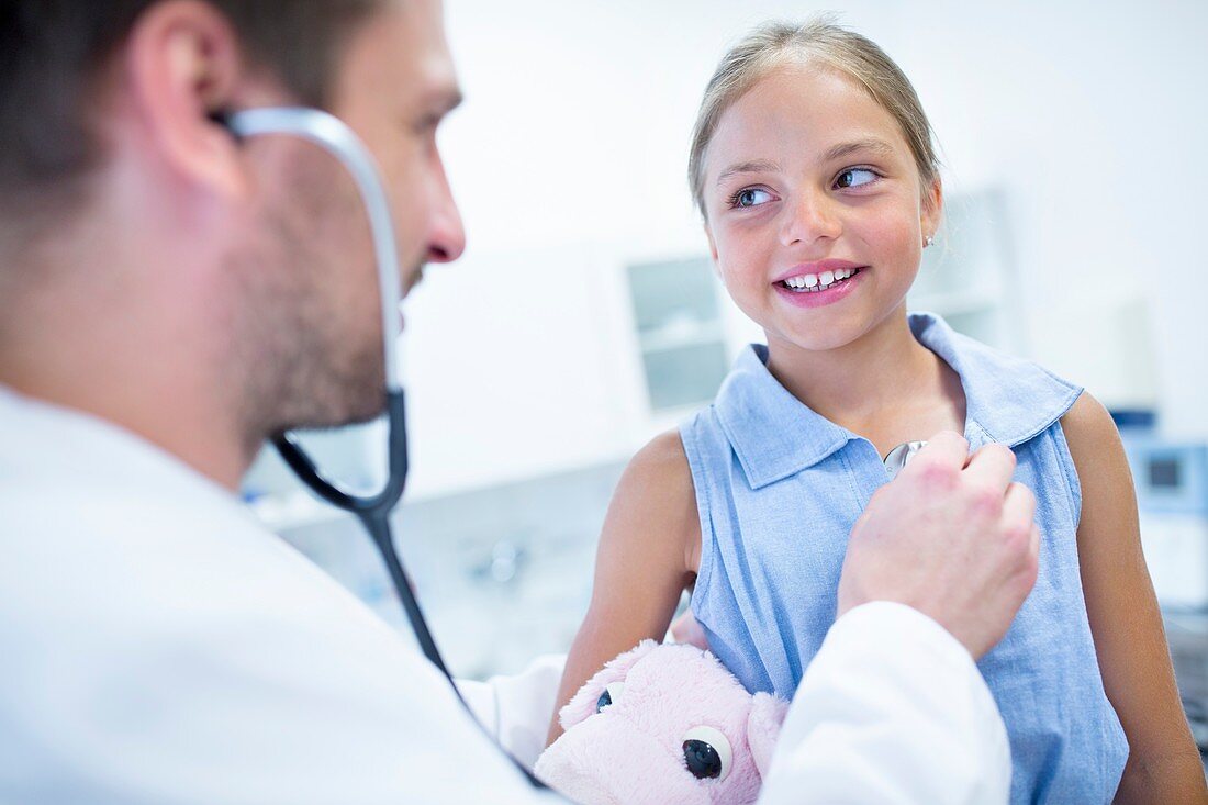 Male doctor examining girl