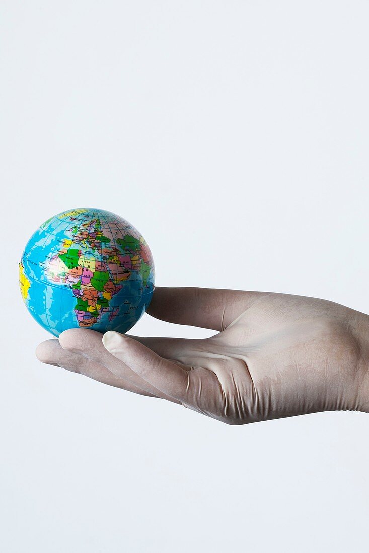 Person holding small globe