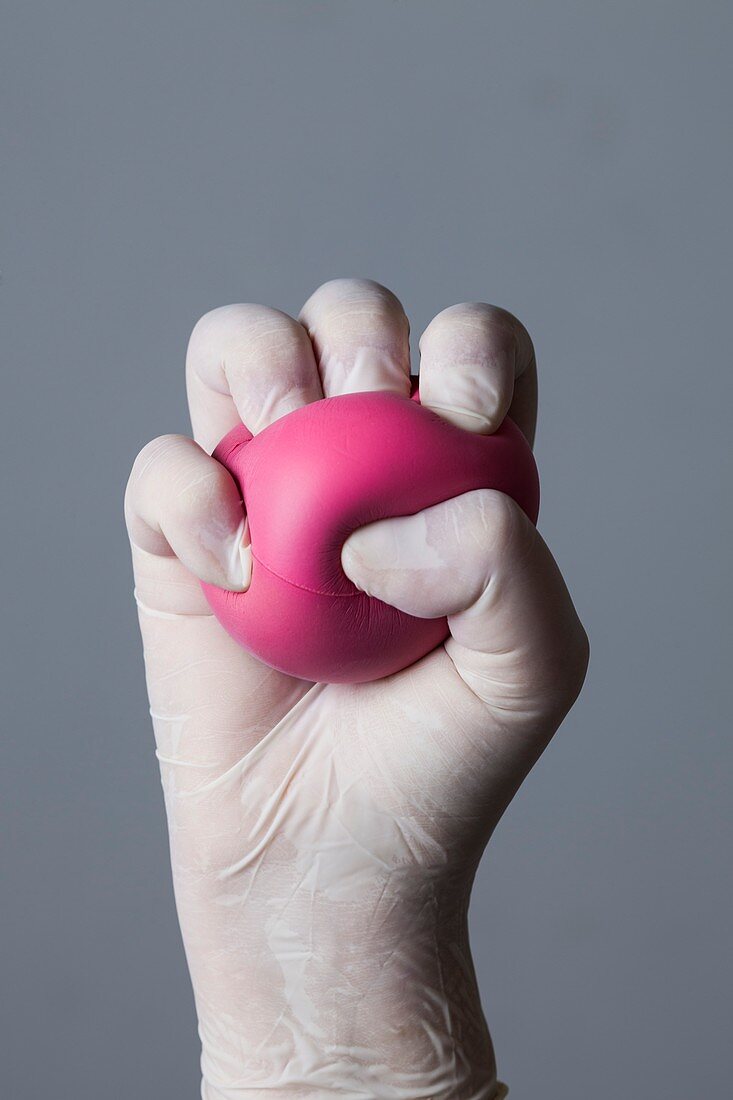 Person holding stress ball