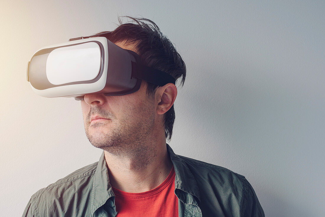 Man with virtual reality goggles