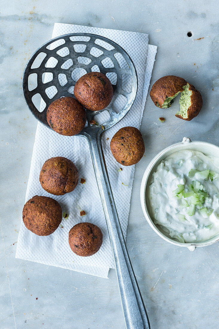 Fried pea and mint falafel (Middle East)