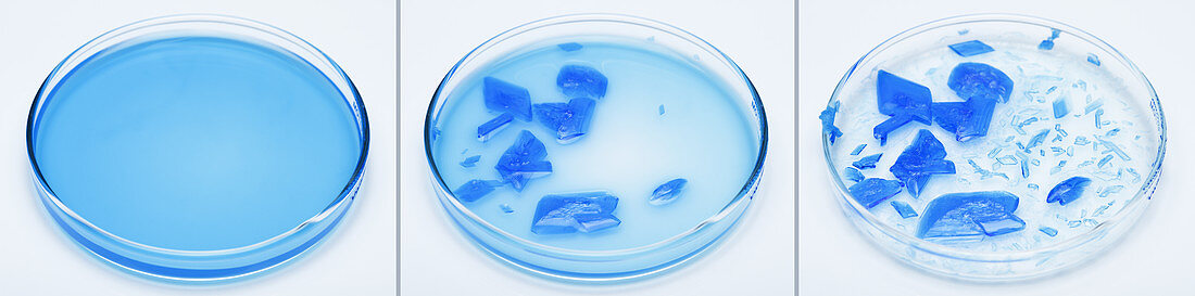 Formation of copper sulphate crystals