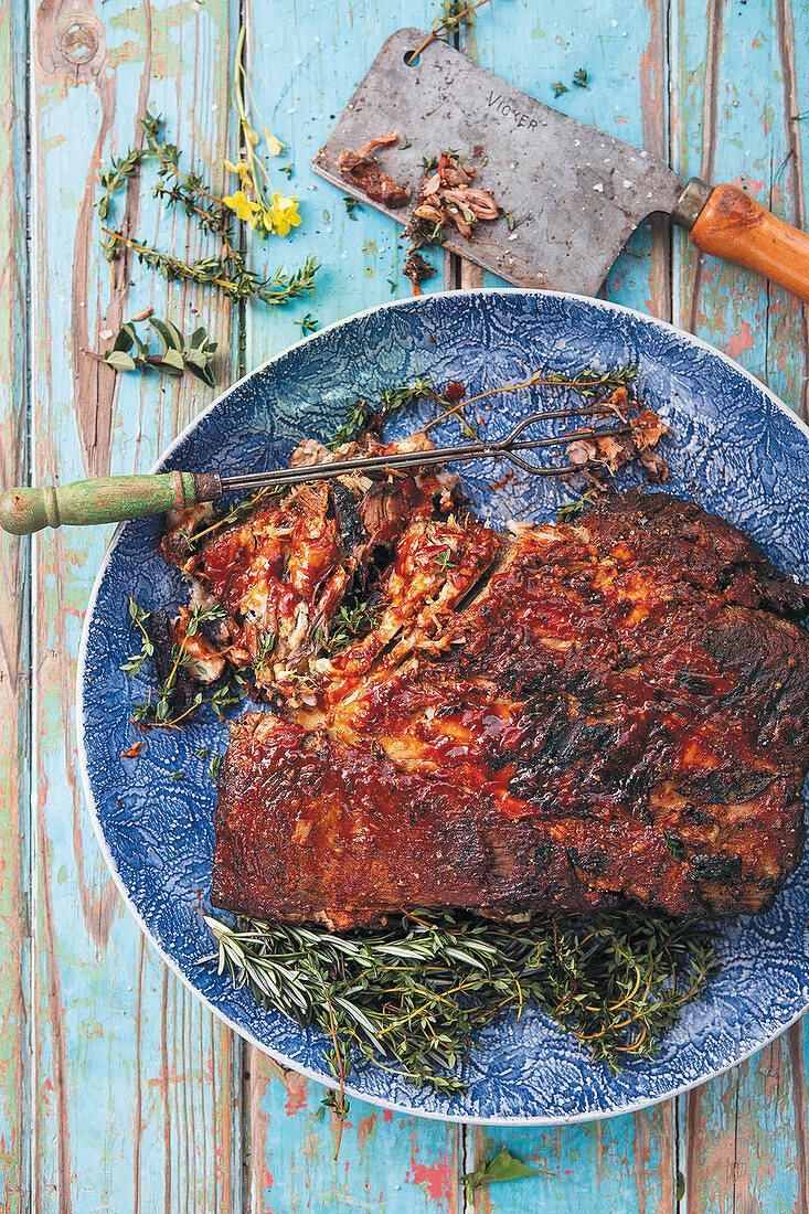 Barbeque Brisket and Carving Knife