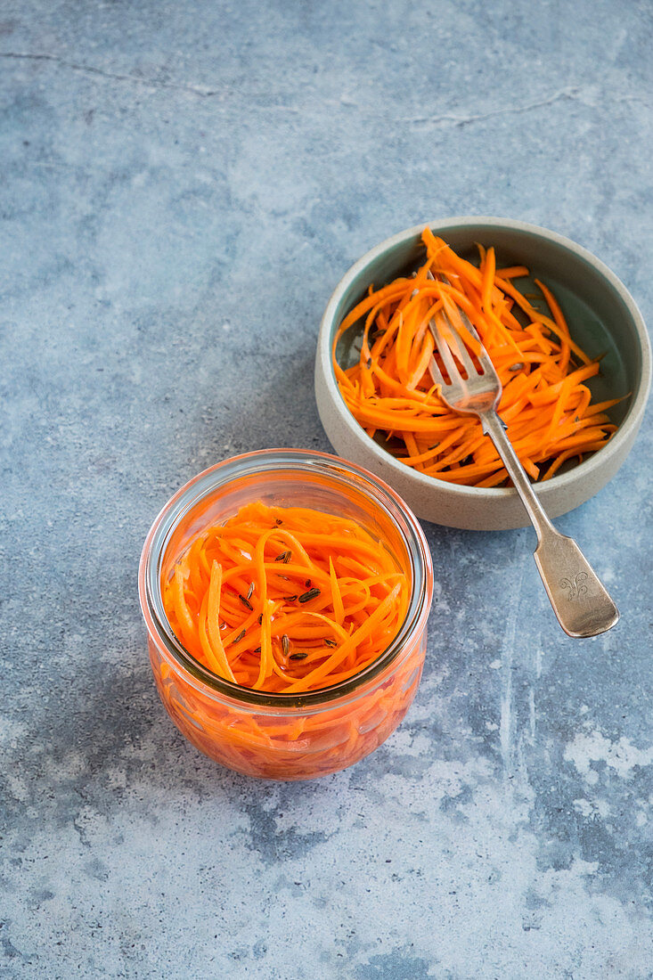 Carrots in kombucha vinegar