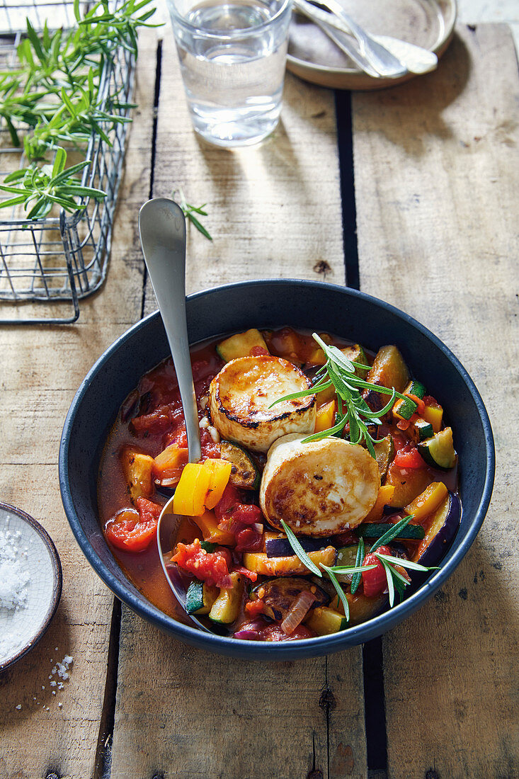 Ratatouille with roasted goat's cheese
