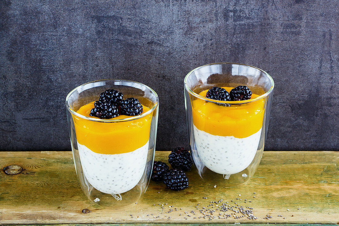 Gesundes Superfood-Frühstück im Glas