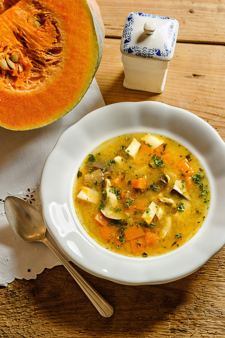 Pumpkin and mushroom soup
