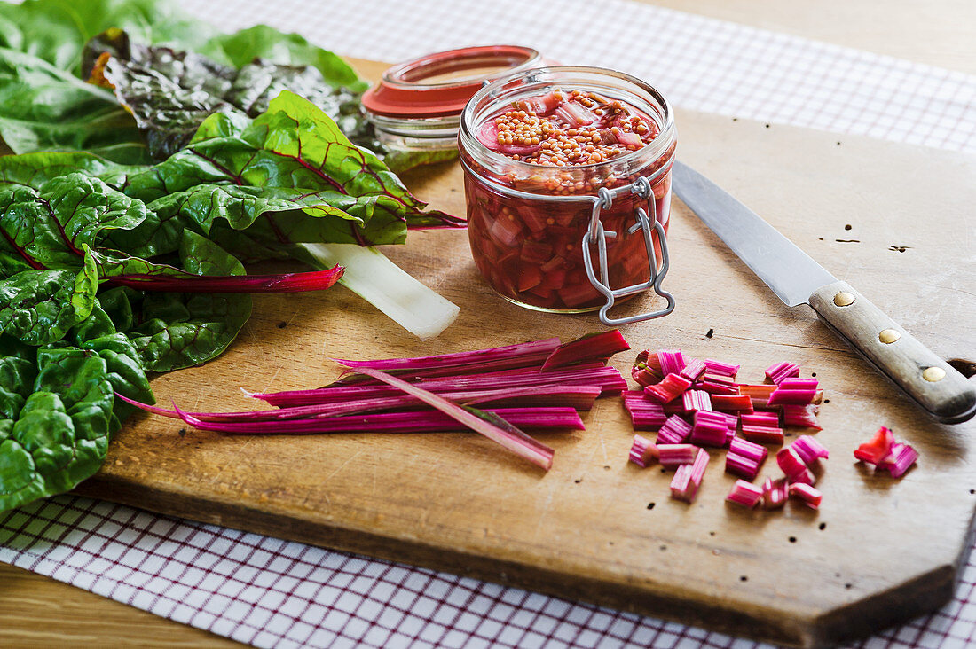 Pickled chard stems