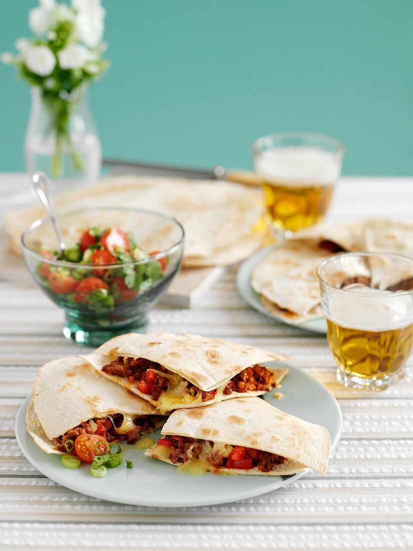 Quesadillas with beef, tomatoes and coriander (Mexico)