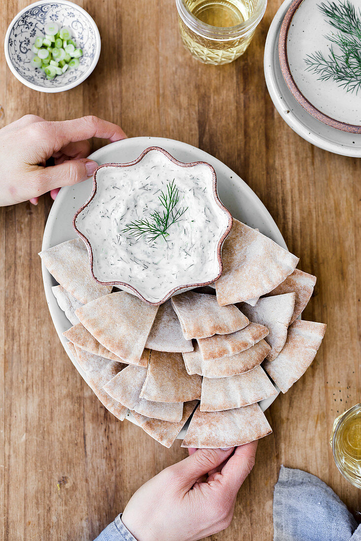 Tzatziki Sauce with pita bread