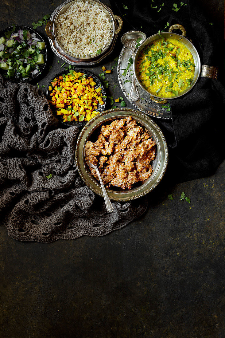 Indian lamb curry on a dark background