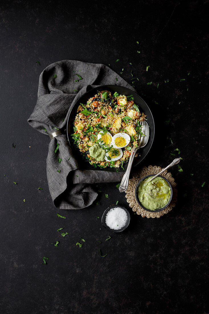 Kale-Chickpea Bowl with Avocado Hummus