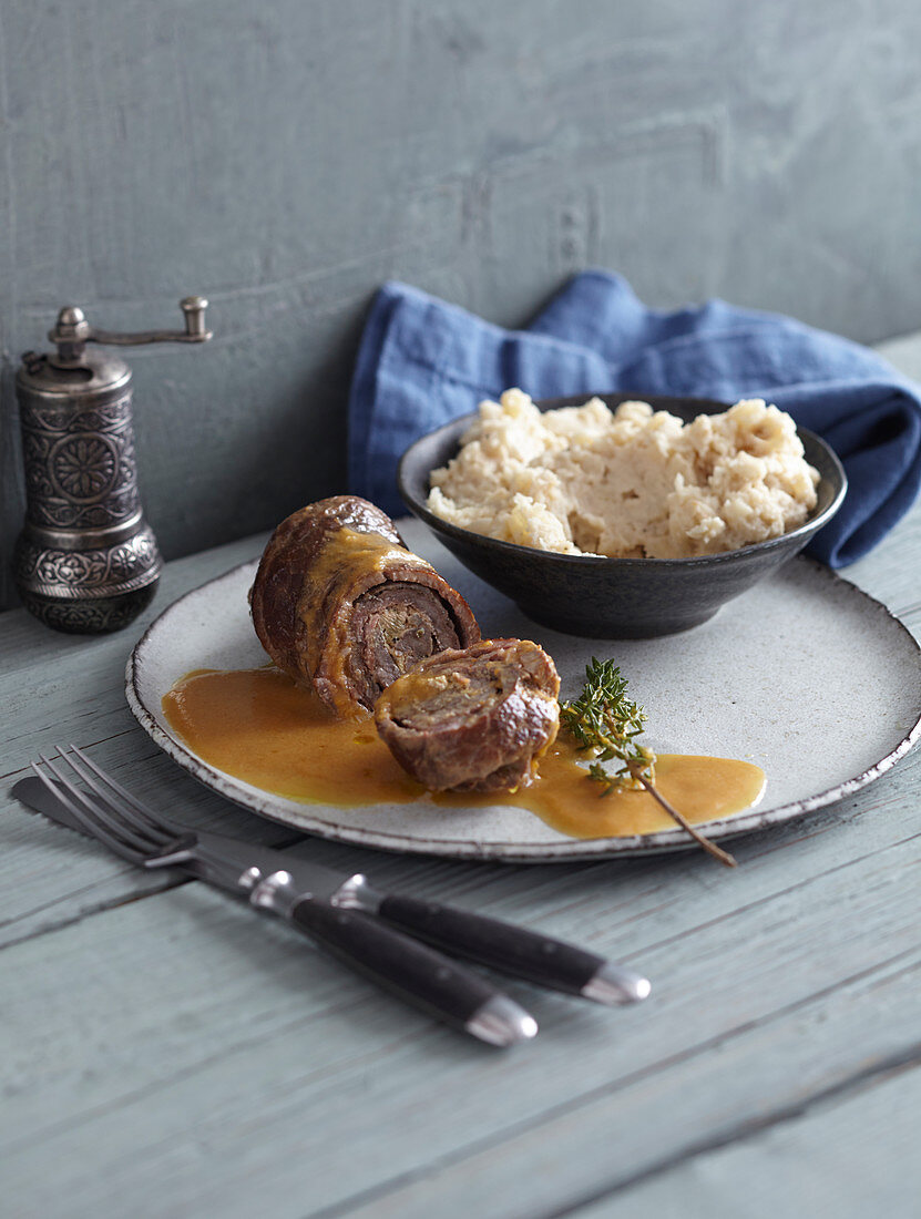 Beef roulade with mashed celeriac and potatoes