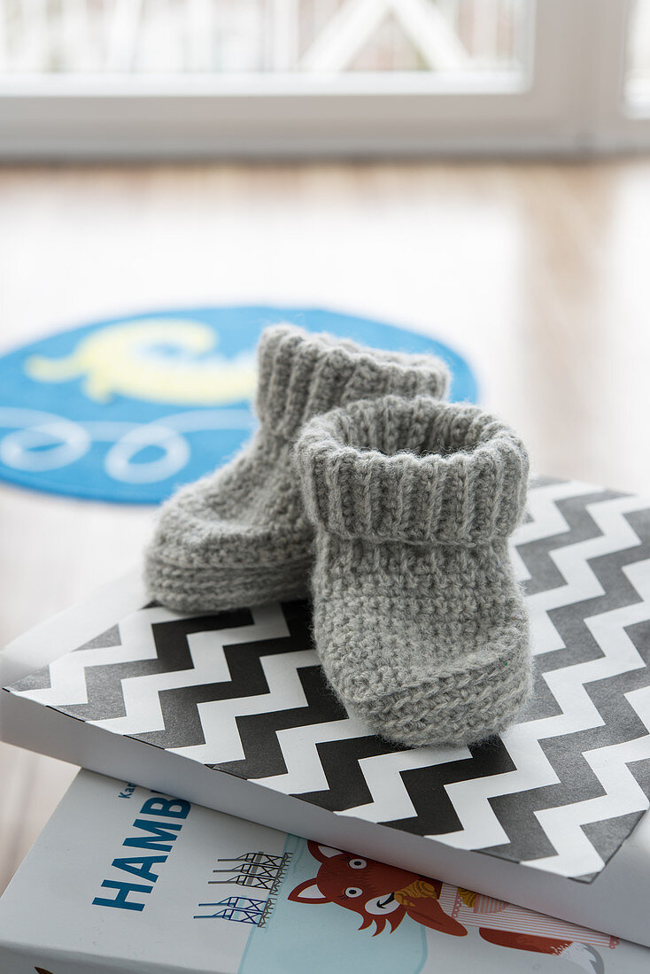 Crocheted cashmere baby booties