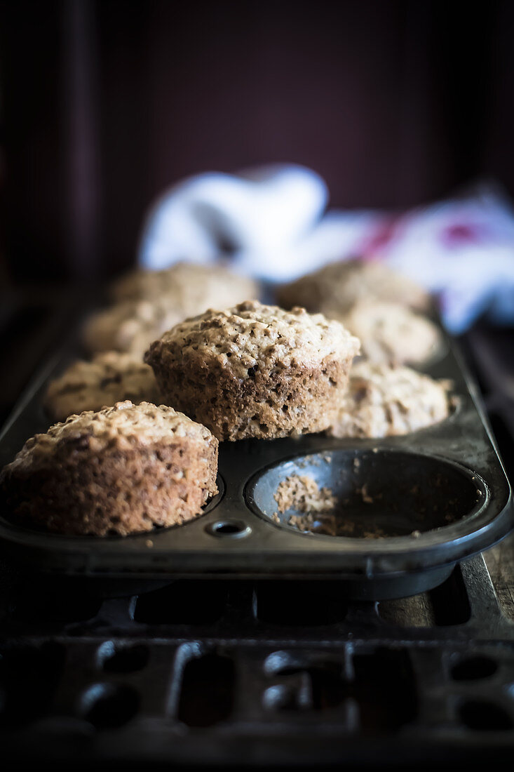 Kelloggs All Bran muffins with dried cranberries and raisins