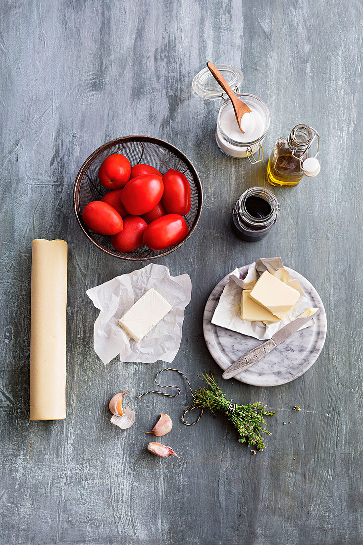 Ingredients for tomato tarte tatin