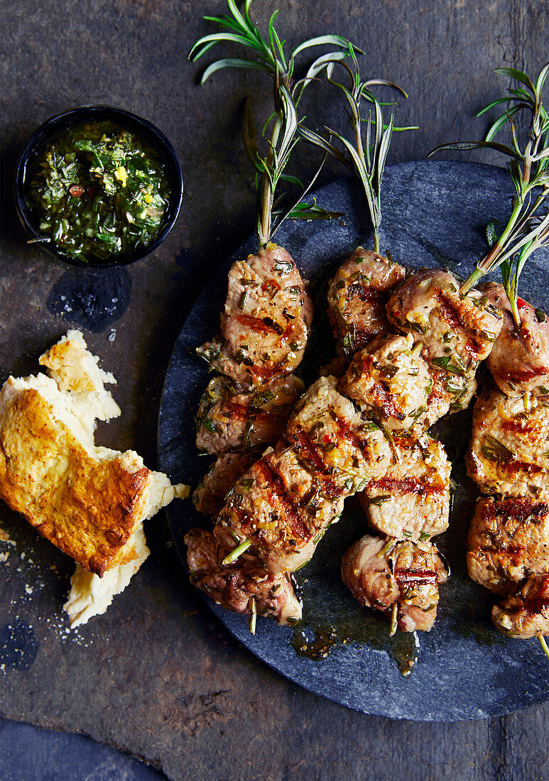 Grilled lamb skewers