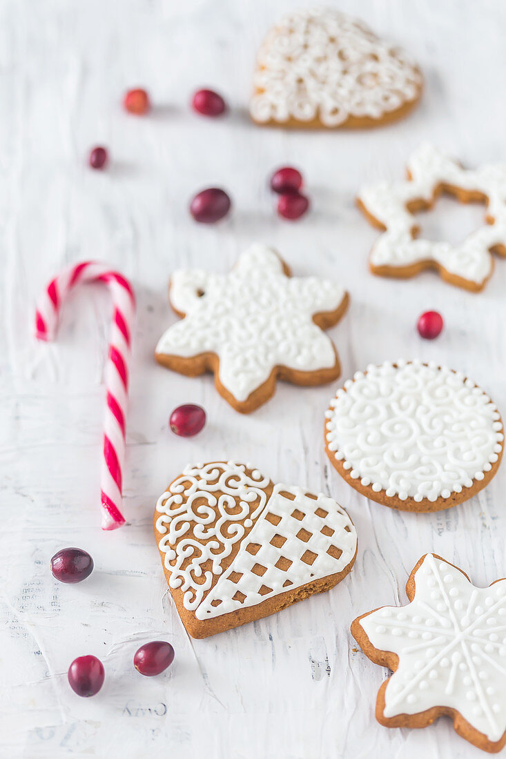 Gingerbread cookies with royal icing
