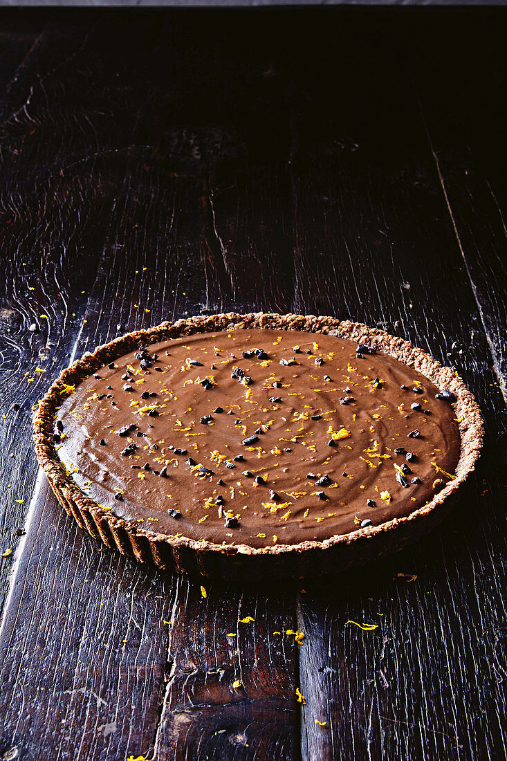 Bitter chocolate and orange custard tart