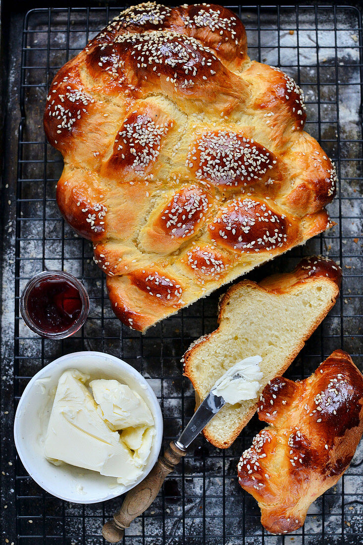 Challah with butter