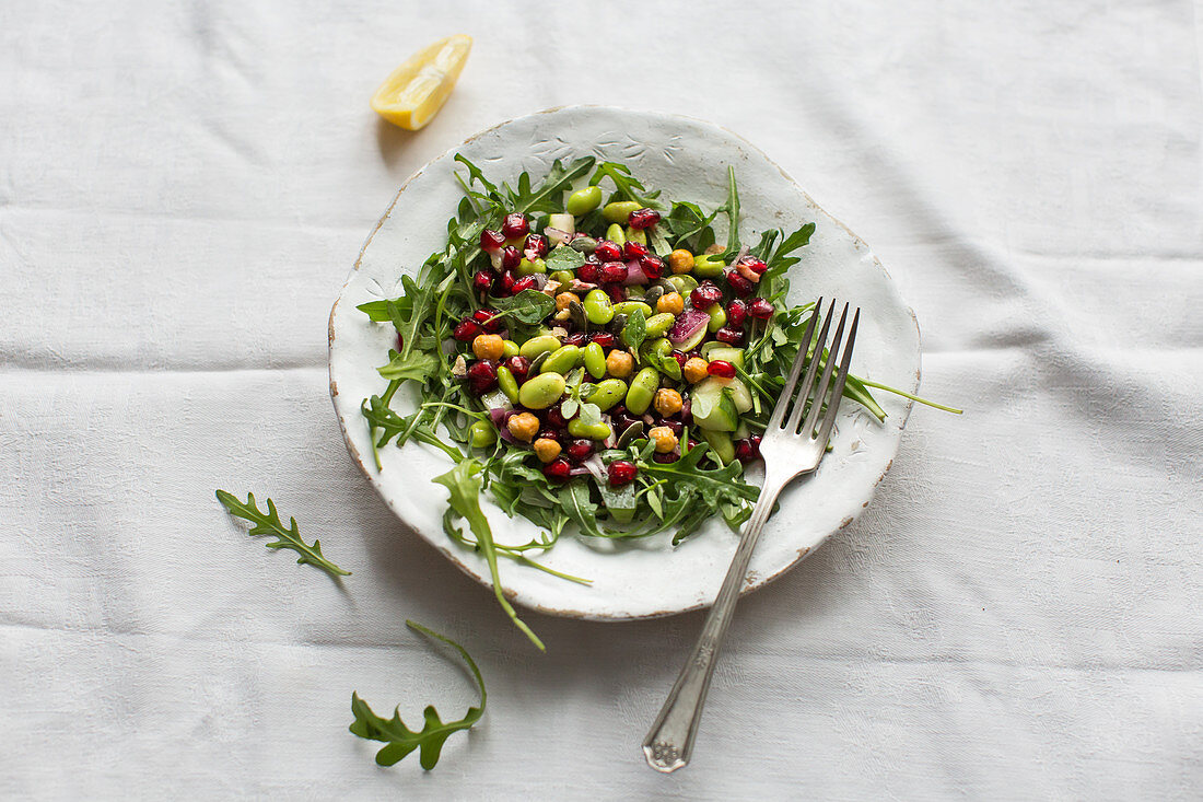 Superfood salad with basil