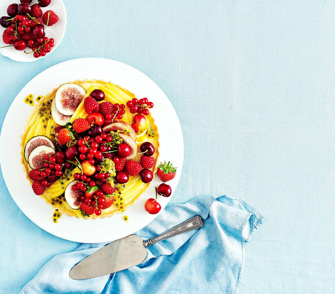 Sommerlicher Obstkuchen mit Vanillecreme