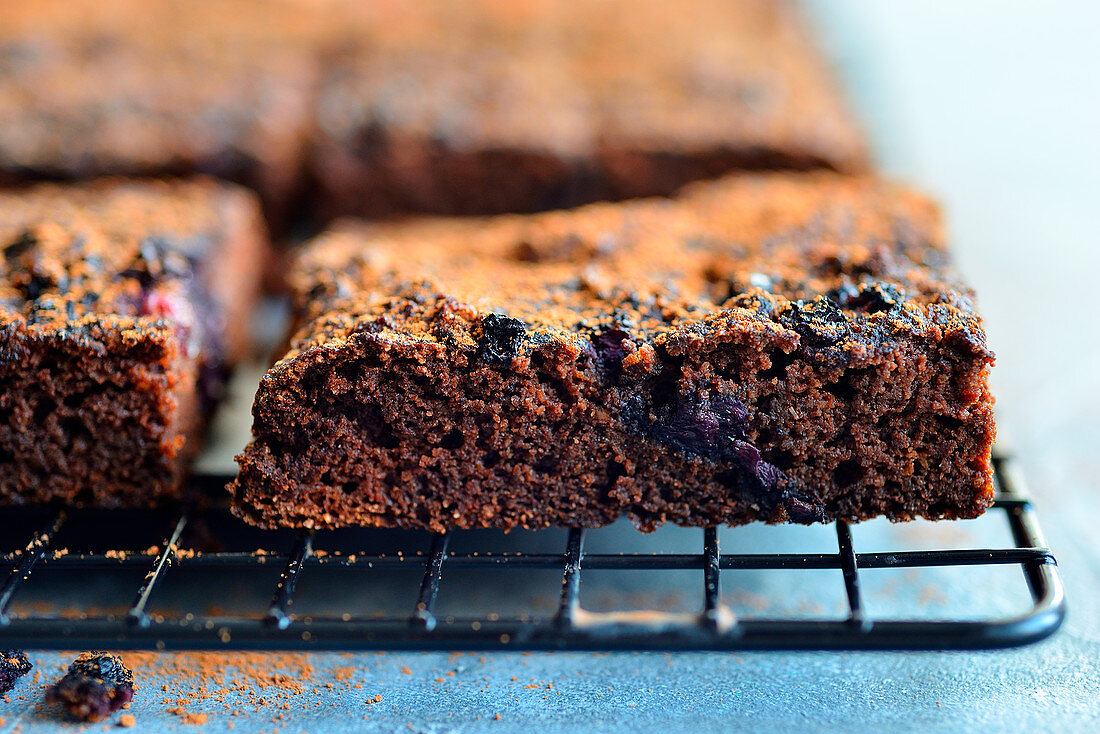 Brownie with blueberries