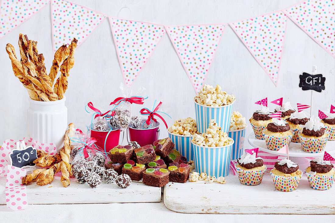 Sweet and savoury pastries on buffet