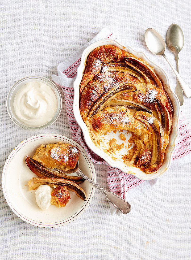 Banana and Kahlua Bread Pudding