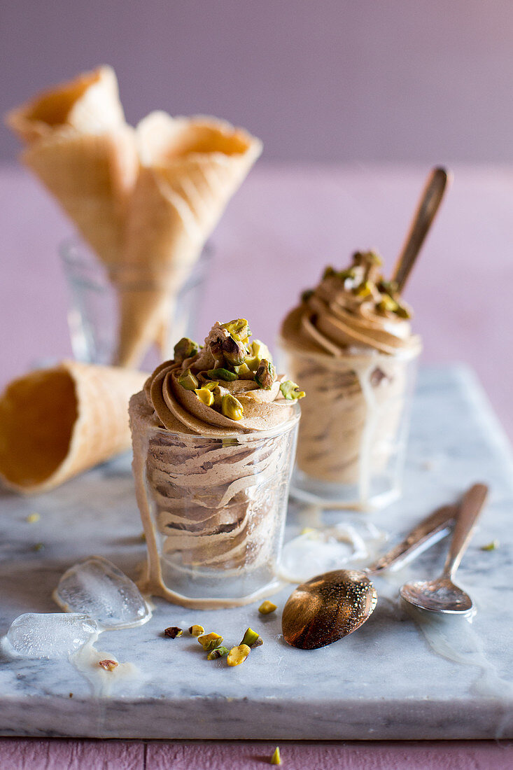 Coffee and cardamom soft ice cream