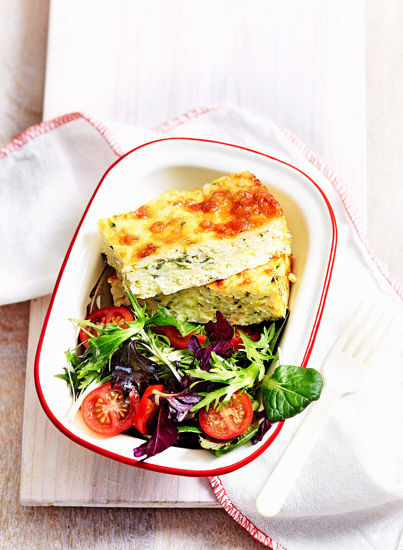 Zucchini Slice with salad